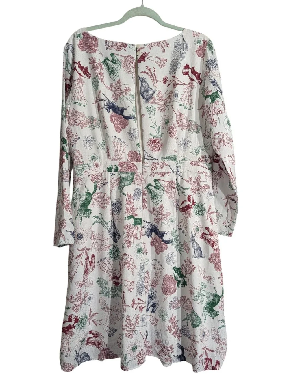 ModCloth Woodland Animal Botanical Fit & Flare Midi Dress XL Long Sleeve Lined - Picture 7 of 11